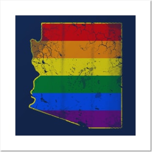 Vintage Arizona Map LGBTQ Gay Pride Flag Posters and Art